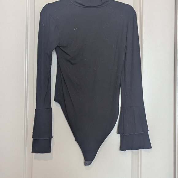 MANGOPOP Turtle Mock Neck Long Sleeve Bell Sleeve Bodysuit blouse for Dressy Cas - Picture 7 of 7